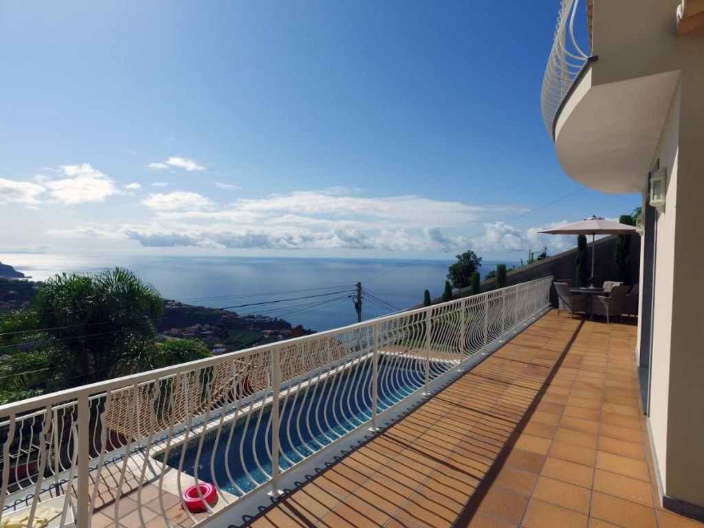 Casa del mar balcony with a swimming pool view